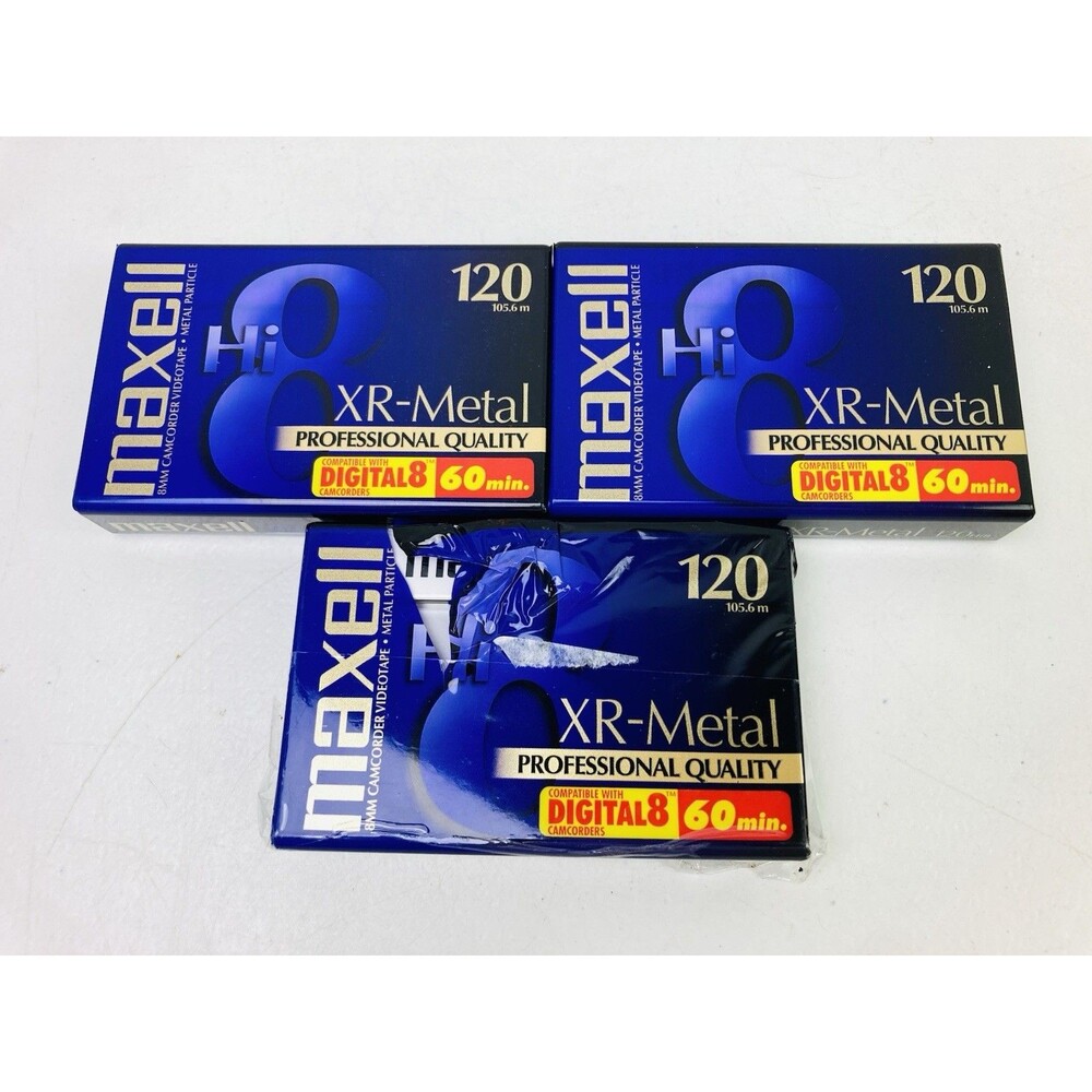 Lot of 3 Maxell XR-Metal Hi8 120 8mm Digital8 Camcorder Video Blank Tapes Sealed